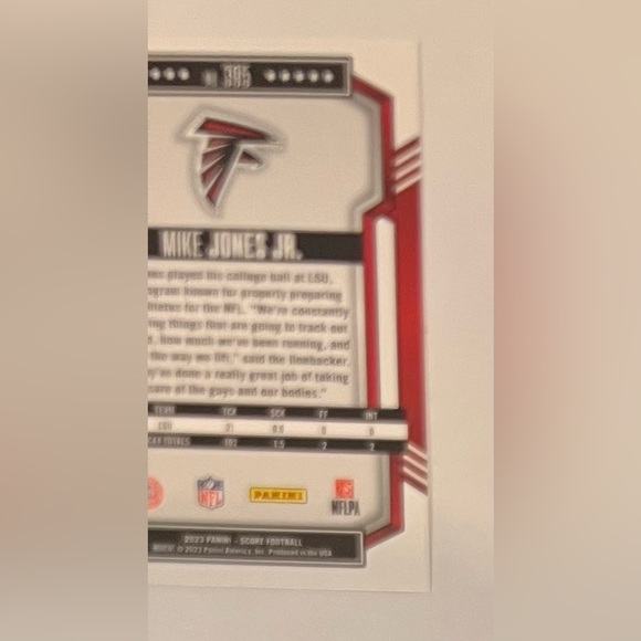 Trading card football 2023 Panini- Score # 395 Mike Jones JR. Rookie - Picture 8 of 8